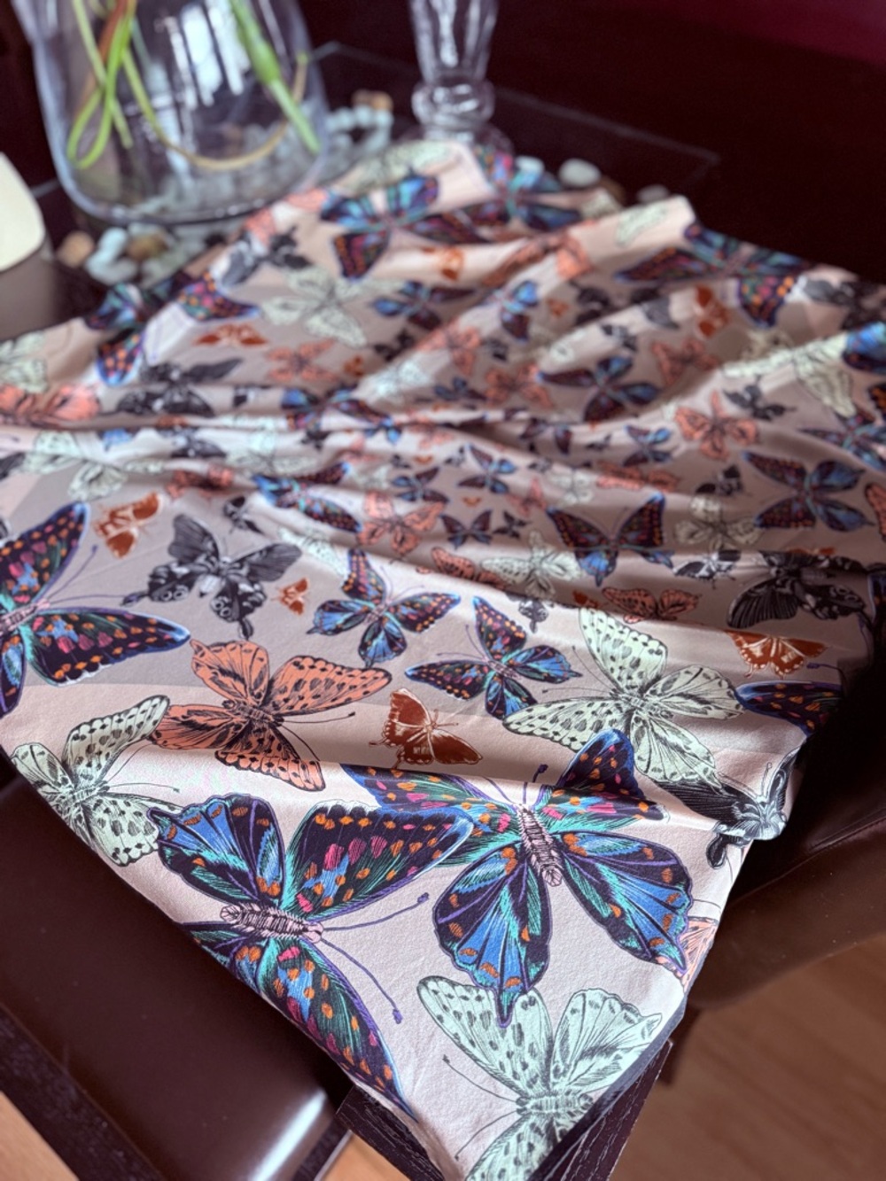 Vintage ECHO 100% Silk Square Scarf – Vibrant Butterfly Print - Picture 6 of 16